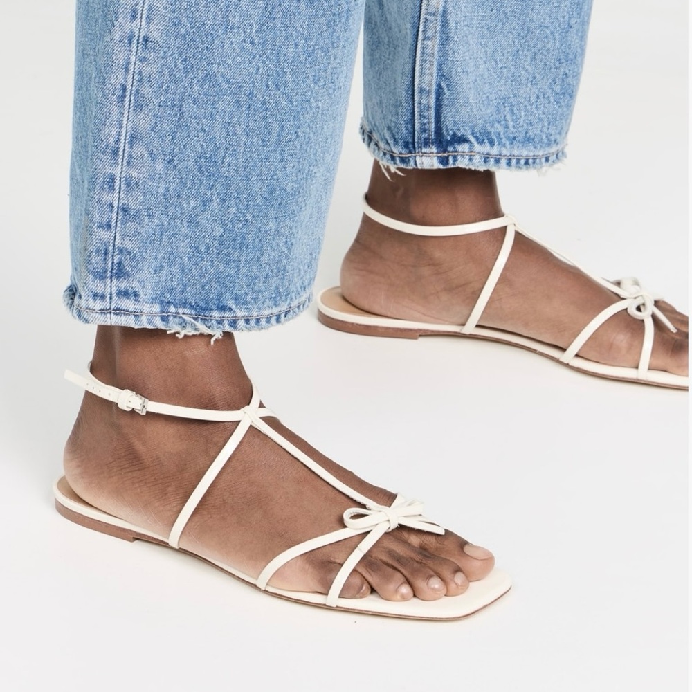 Reformation Ivory Strappy Bow Sandals